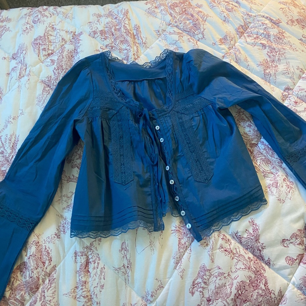 Blue fairy whimsy button down blouse